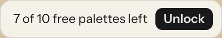 A counter reading 7 of 10 free palettes left, with an Unlock button.